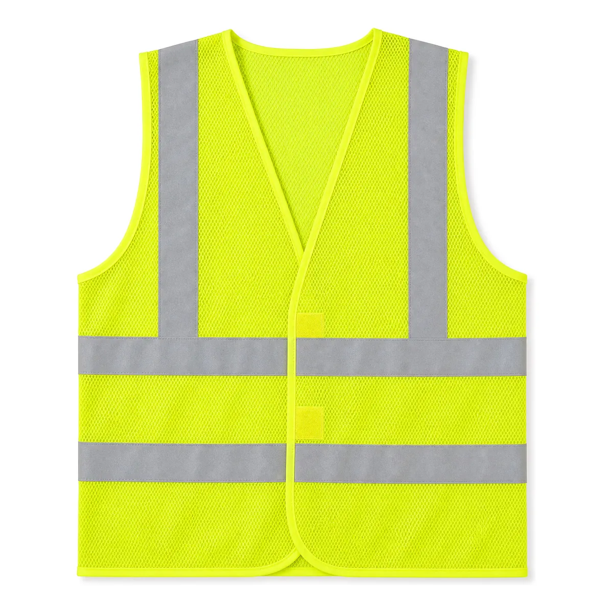 Gilet jaune fluo léger en maille aérée à scratch avec bandes réfléchissantes, pour événements et bénévoles
