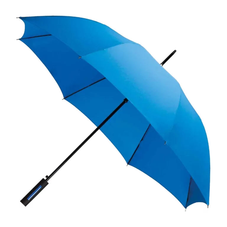 Parapluie citadin publicitaire à toile bleu roi, ouvert, personnalisable avec votre logo
