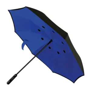 Reverse, parapluie citadin publicitaire à toile bleu roi, personnalisable avec votre logo