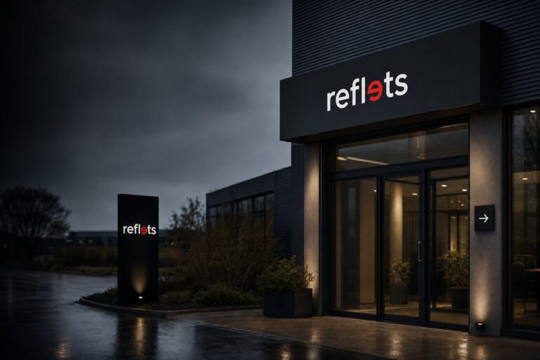 Enseigne, totem et fléchage d'une entreprise, signalétique Reflets