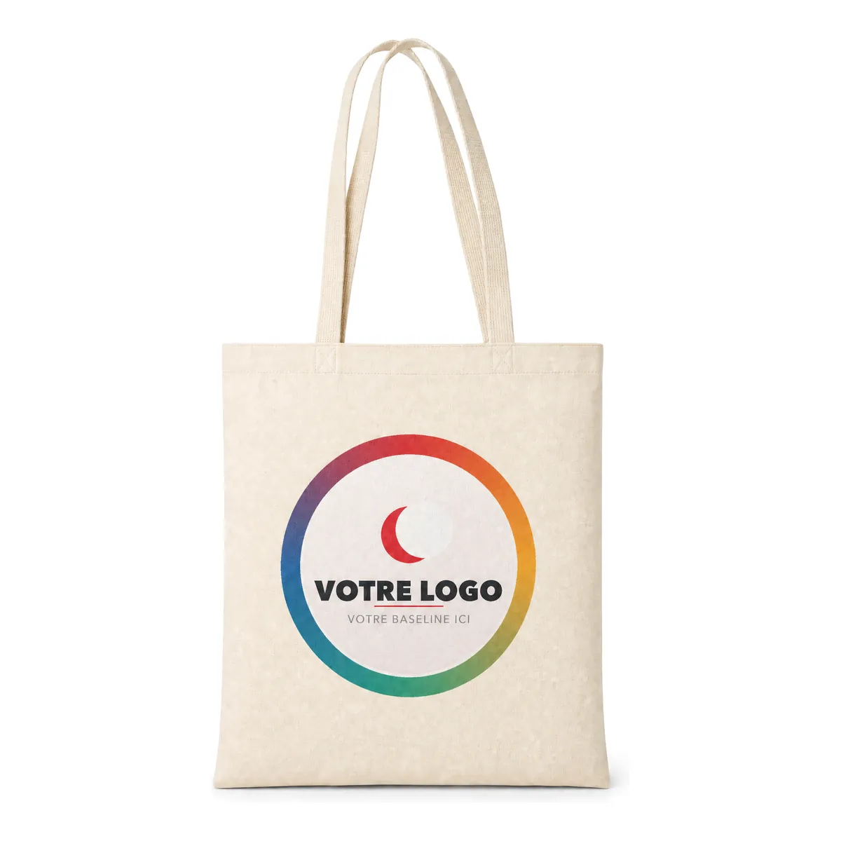 Un visuel en couleurs, avec ses dégradés, exemple de tote bag publicitaire