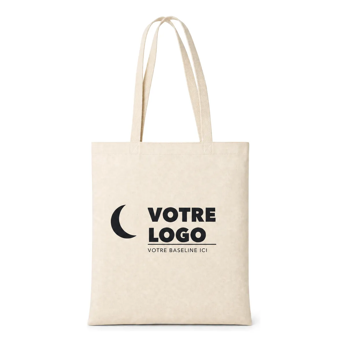 Un logo une couleur, franc et durable, exemple de tote bag publicitaire